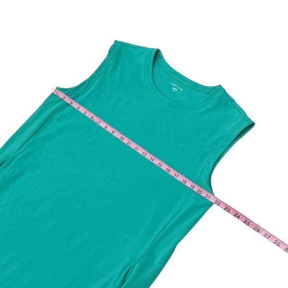 Eileen Fisher Pima Cotton Stretch Jersey Round Neck Dress Seastar Green MEDIUM - Picture 11 of 15